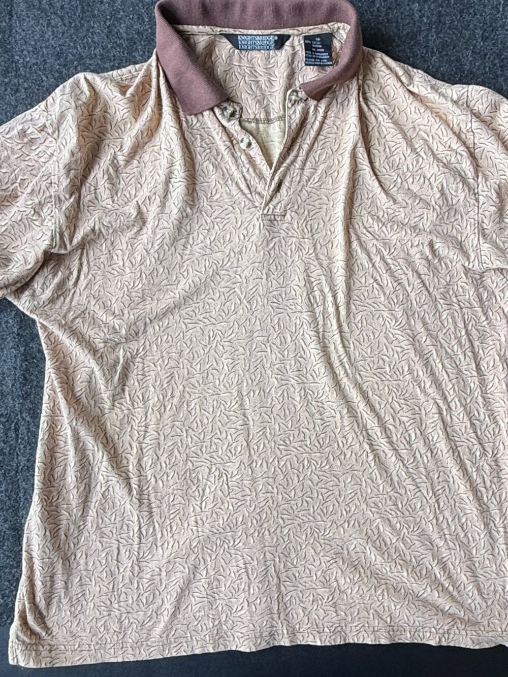 Vintage Knightsbridge Leaf Print Polo Shirt Mens M